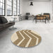 Round Patterned Khaki Gold Rug in a Office, pat1178brn