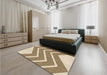 Patterned Khaki Gold Rug in a Bedroom, pat1178brn