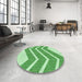 Round Patterned Jade Green Rug in a Office, pat1178grn