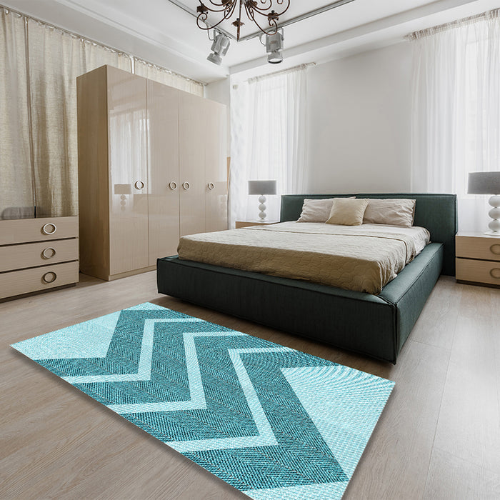 Patterned Blue Rug in a Bedroom, pat1178lblu