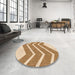 Round Patterned Red Rug in a Office, pat1178org