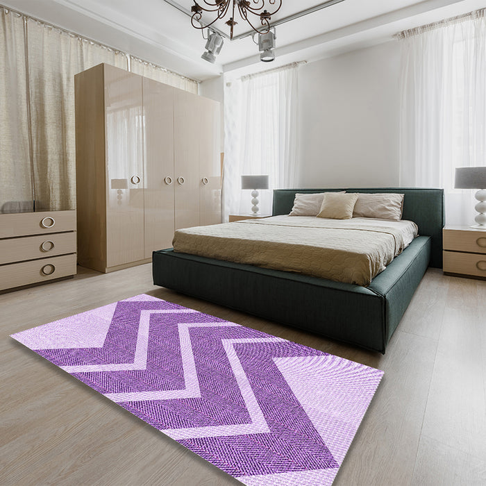 Patterned Blossom Pink Rug in a Bedroom, pat1178pur