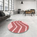 Round Patterned Red Rug in a Office, pat1178rd