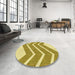 Round Patterned Dark Golden Brown Rug in a Office, pat1178yw