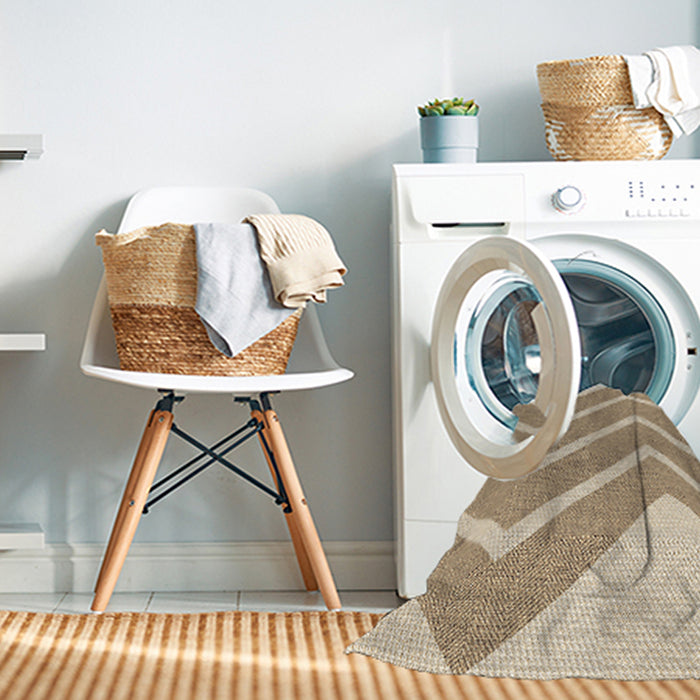 Machine Washable Transitional Khaki Gold Rug in a Washing Machine, wshpat1179brn