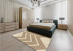 Patterned Khaki Gold Rug in a Bedroom, pat1179brn