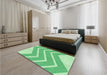 Patterned Green Rug in a Bedroom, pat1179grn