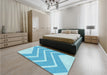 Patterned Blue Rug in a Bedroom, pat1179lblu