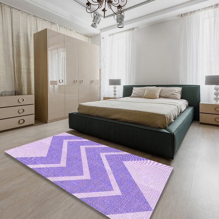 Patterned Blossom Pink Rug in a Bedroom, pat1179pur