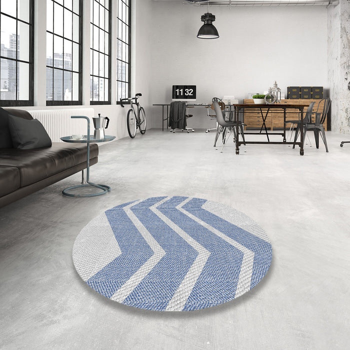 Round Machine Washable Transitional Lavender Blue Rug in a Office, wshpat1179