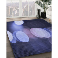 Patterned Medium Slate Blue Rug, pat118blu