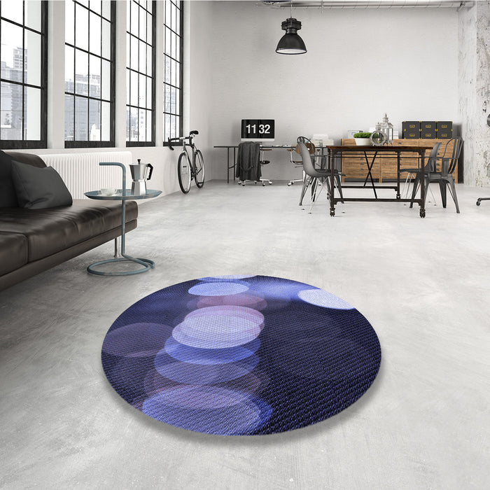 Round Patterned Medium Slate Blue Rug in a Office, pat118blu