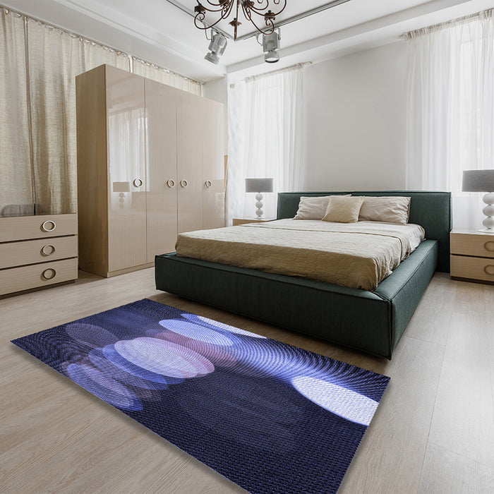 Patterned Medium Slate Blue Rug in a Bedroom, pat118blu