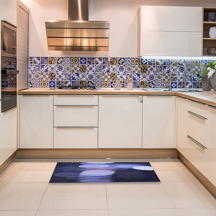 Patterned Medium Slate Blue Rug in a Kitchen, pat118blu