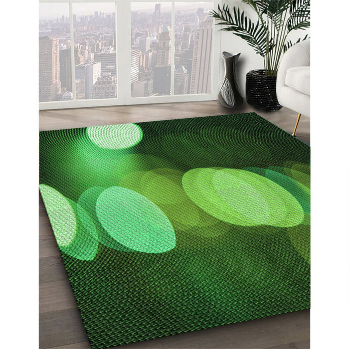 Patterned Dark Forest Green Rug in Family Room, pat118grn