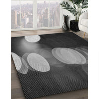 Patterned Charcoal Black Rug, pat118gry