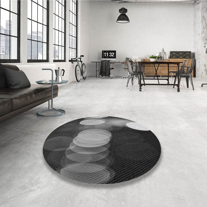 Round Patterned Charcoal Black Rug in a Office, pat118gry