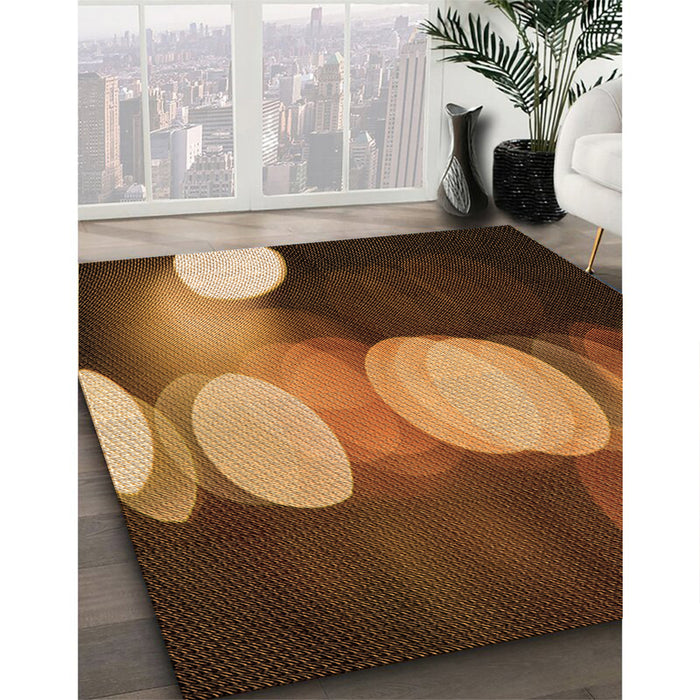 Patterned Orange Rug in Family Room, pat118org