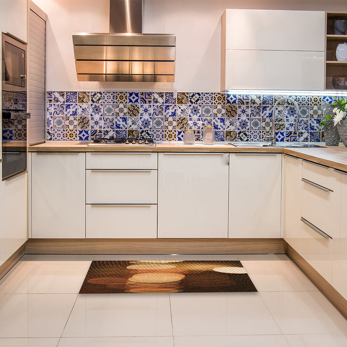 Patterned Orange Rug in a Kitchen, pat118org