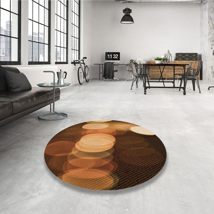 Round Patterned Orange Rug in a Office, pat118org
