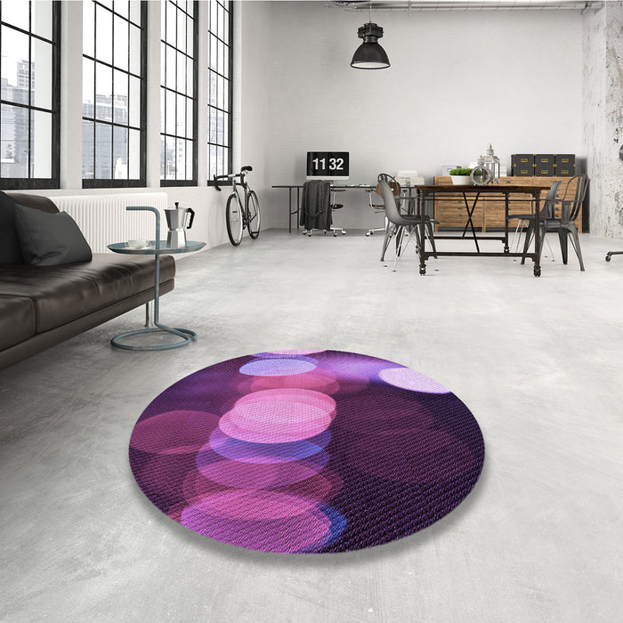 Round Patterned Dark Purple Rug in a Office, pat118pur