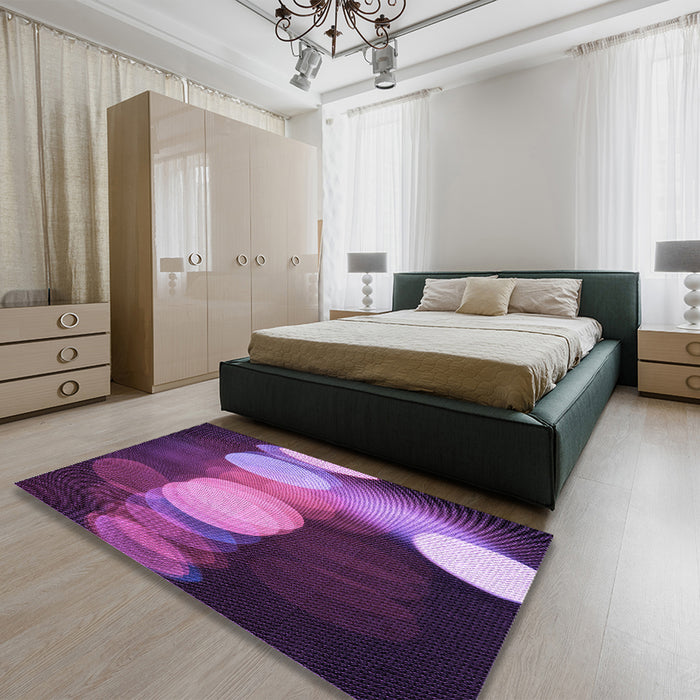 Patterned Dark Purple Rug in a Bedroom, pat118pur