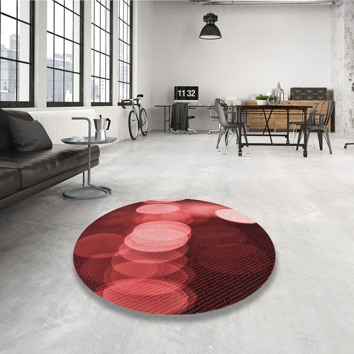 Round Patterned Dark Red Rug in a Office, pat118rd