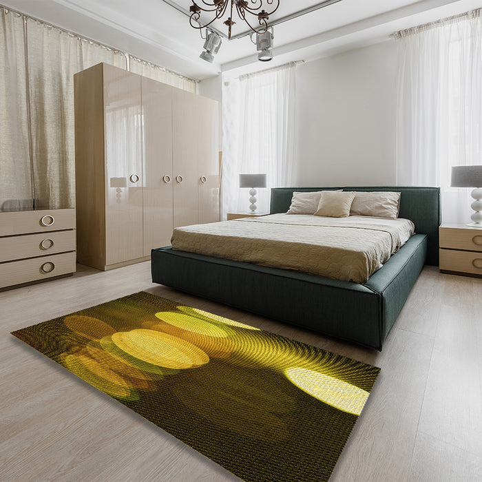 Patterned Red Rug in a Bedroom, pat118yw