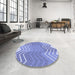 Round Patterned Jeans Blue Rug in a Office, pat1180blu