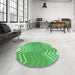 Round Patterned Green Rug in a Office, pat1180grn