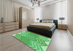 Patterned Green Rug in a Bedroom, pat1180grn