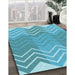 Patterned Dark Turquoise Green Rug in Family Room, pat1180lblu