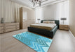 Patterned Dark Turquoise Green Rug in a Bedroom, pat1180lblu