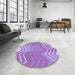 Round Patterned Bright Lilac Purple Rug in a Office, pat1180pur