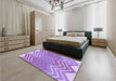 Patterned Bright Lilac Purple Rug in a Bedroom, pat1180pur