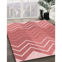 Patterned Light Salmon Pink Rug, pat1180rd