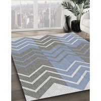 Patterned Pastel Light Blue Novelty Rug, pat1180