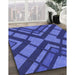 Machine Washable Transitional Cobalt Blue Rug in a Family Room, wshpat1181blu