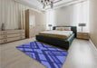 Patterned Cobalt Blue Rug in a Bedroom, pat1181blu