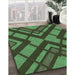 Machine Washable Transitional Dark Forest Green Rug in a Family Room, wshpat1181grn