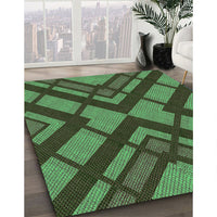 Patterned Dark Forest Green Rug, pat1181grn