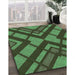 Patterned Dark Forest Green Rug in Family Room, pat1181grn