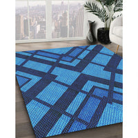 Patterned Deep Sky Blue Rug, pat1181lblu