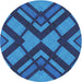 Square Patterned Deep Sky Blue Rug, pat1181lblu