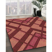 Patterned Bright Orange Rug, pat1181org