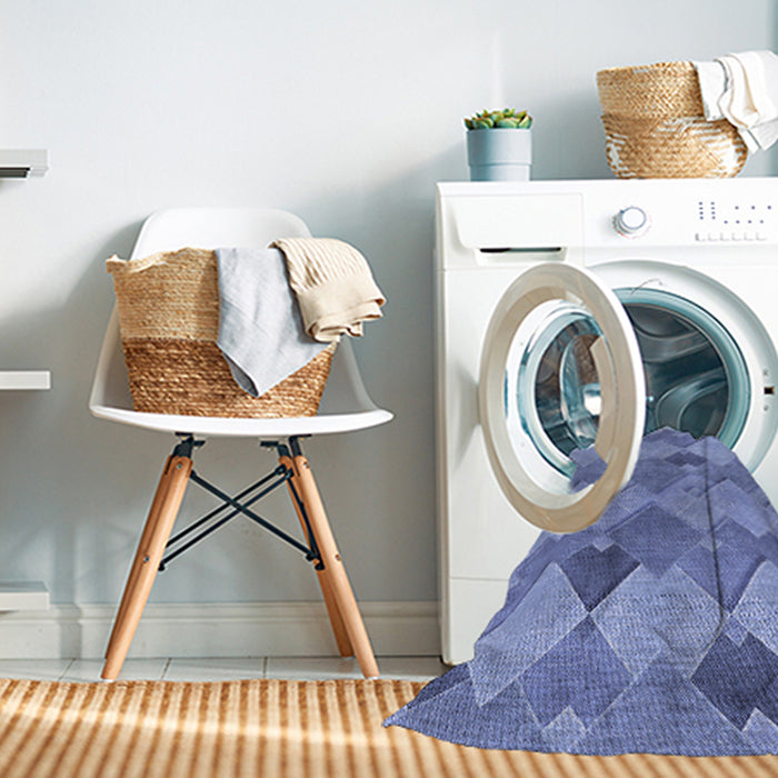 Machine Washable Transitional Denim Blue Rug in a Washing Machine, wshpat1182blu