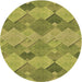 Square Patterned Green Rug, pat1182brn