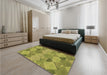 Patterned Green Rug in a Bedroom, pat1182brn