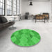 Round Patterned Lime Green Rug in a Office, pat1182grn