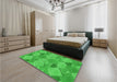 Patterned Lime Green Rug in a Bedroom, pat1182grn